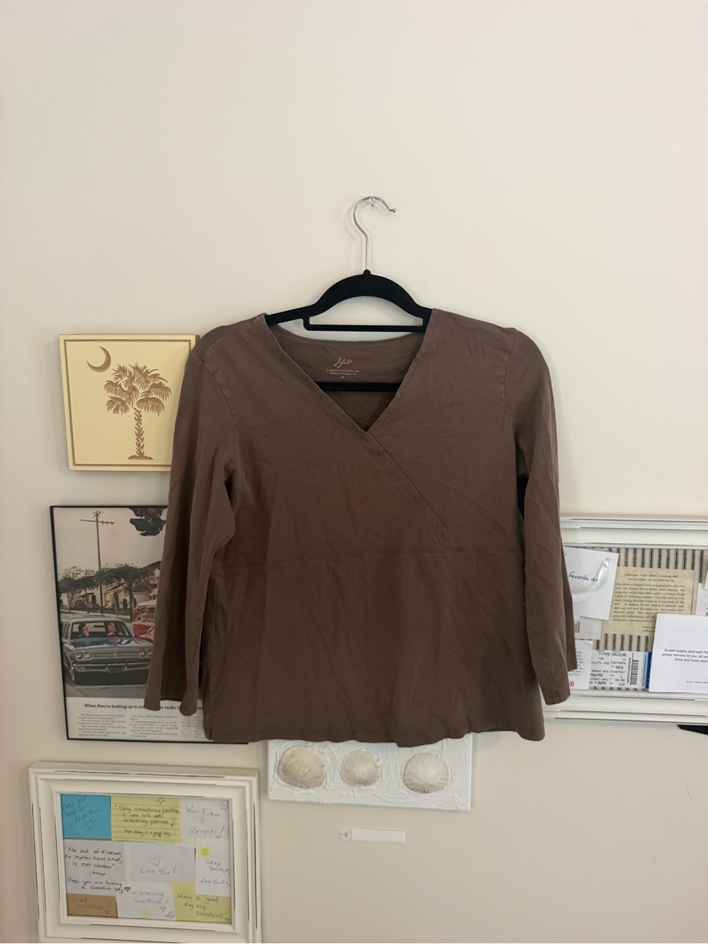 J. Jill Brown Wrap-Front Long Sleeve Top